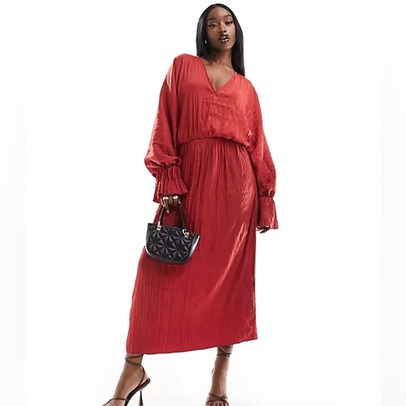 NAKD Draped structured midi dress in red - Picture 1 of 3